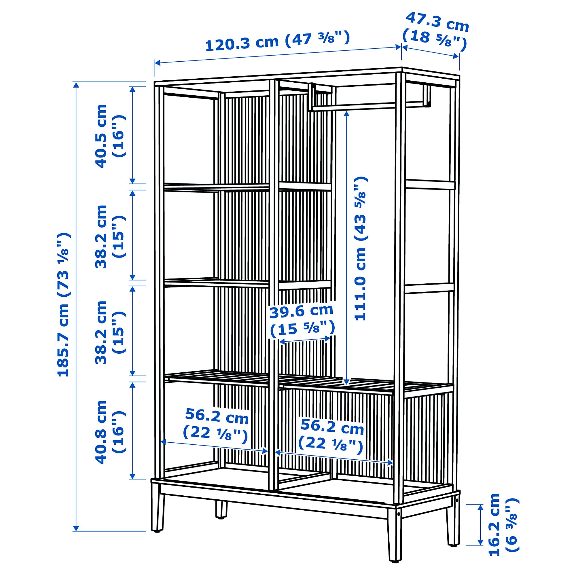IKEA NORDKISA Open Wardrobe with Sliding Door, 120 x 186 cm